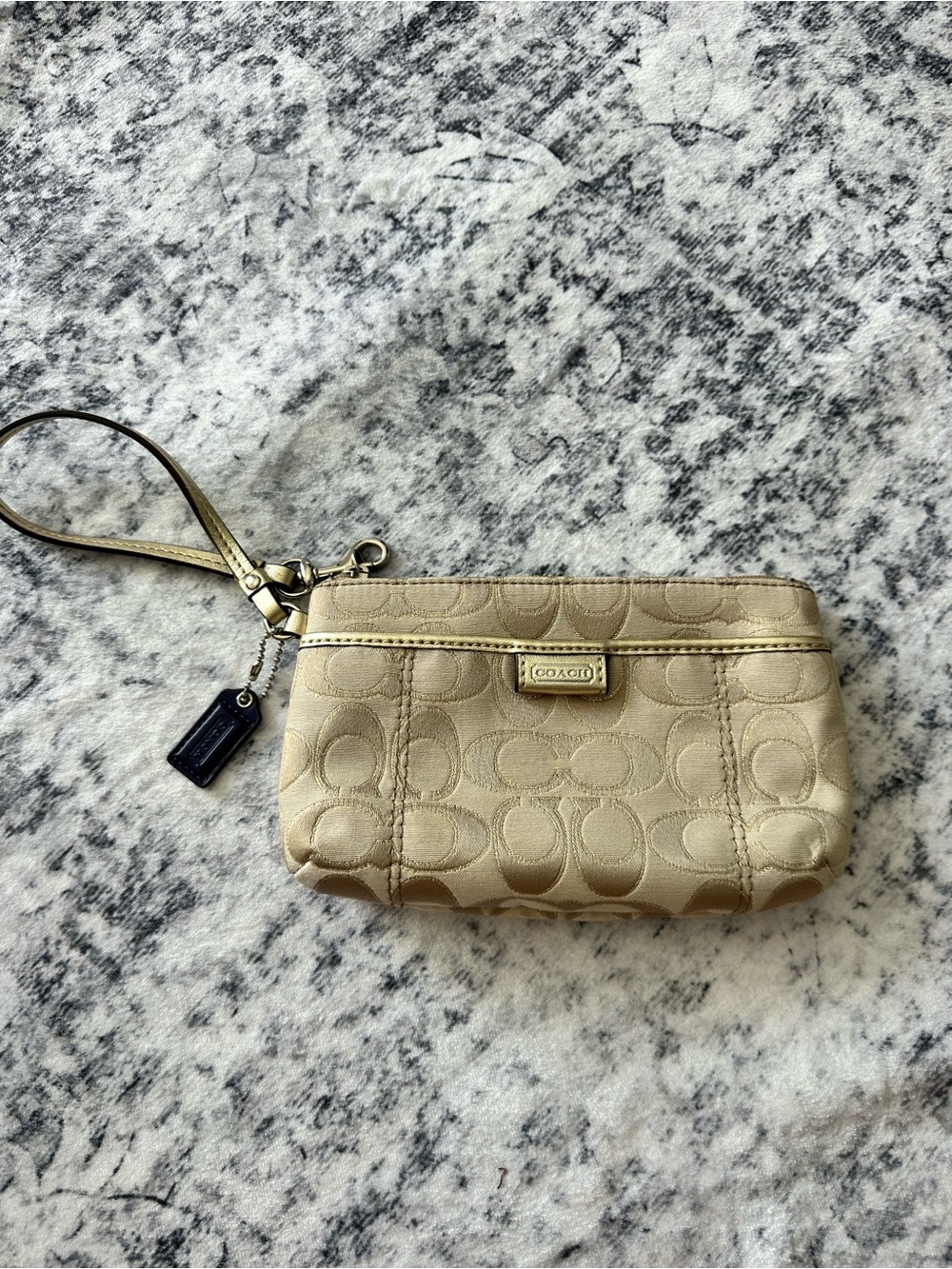 Coach Metallic Champagne Signature Wristlet